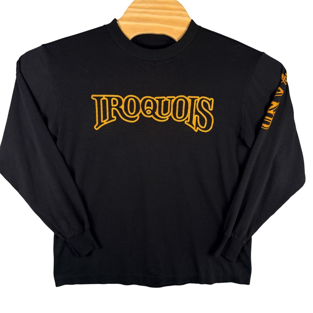 Vintage 90s Iroquois Band‎ Long Sleeve T-Shirt Men L Graphic Sleeve Print Black